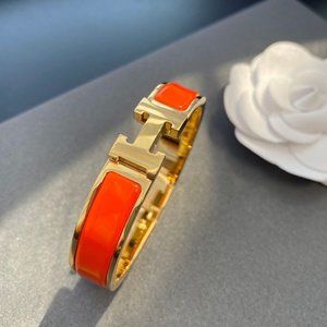 New! Clic H Bracelet Orange and Gold
